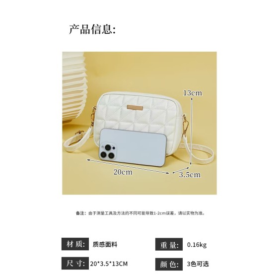 PU女包厂2025亚马逊热款潮绣花格斜挎小方包时尚简约手机包相机包